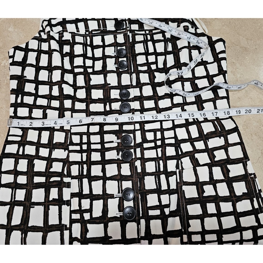 Talbots Sheath Dress Womens 16 Black White Grid Button Front Sleeveless Stretch - Picture 4 of 7